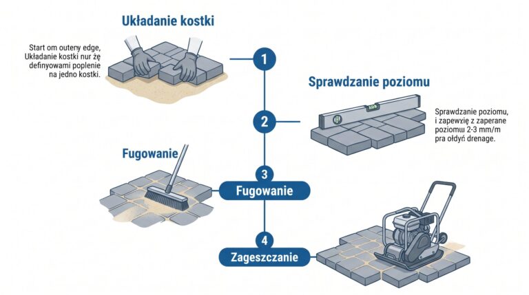 ukladanie kostki schodek krok po kroku